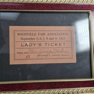 1921 Boonville Fair Association Lady’s Ticket Framed Original Oneida County NY Ephemera