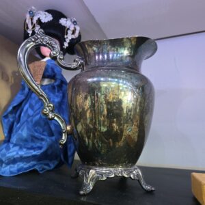 Vintage Oneida Silverplate Footed Pitcher with Ornate Scroll Handle
