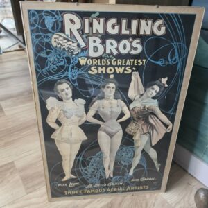 Framed Ringling Bros. World’s Greatest Shows Circus Poster Three Famous Aerial Artists