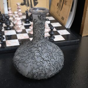 Vintage Art Nouveau Style Pewter Overlay Glass Bud Vase
