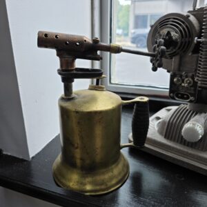 Vintage Brass Plumber's Blow Torch with Wooden Handle